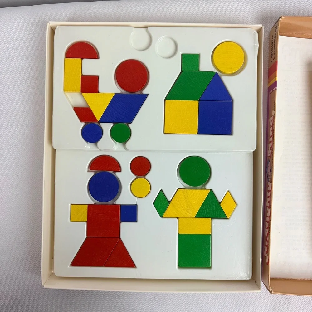 Vtg Mr MightyMind Tangram‎ Learning Educational Wood Tile Activity Game Ages 3-8